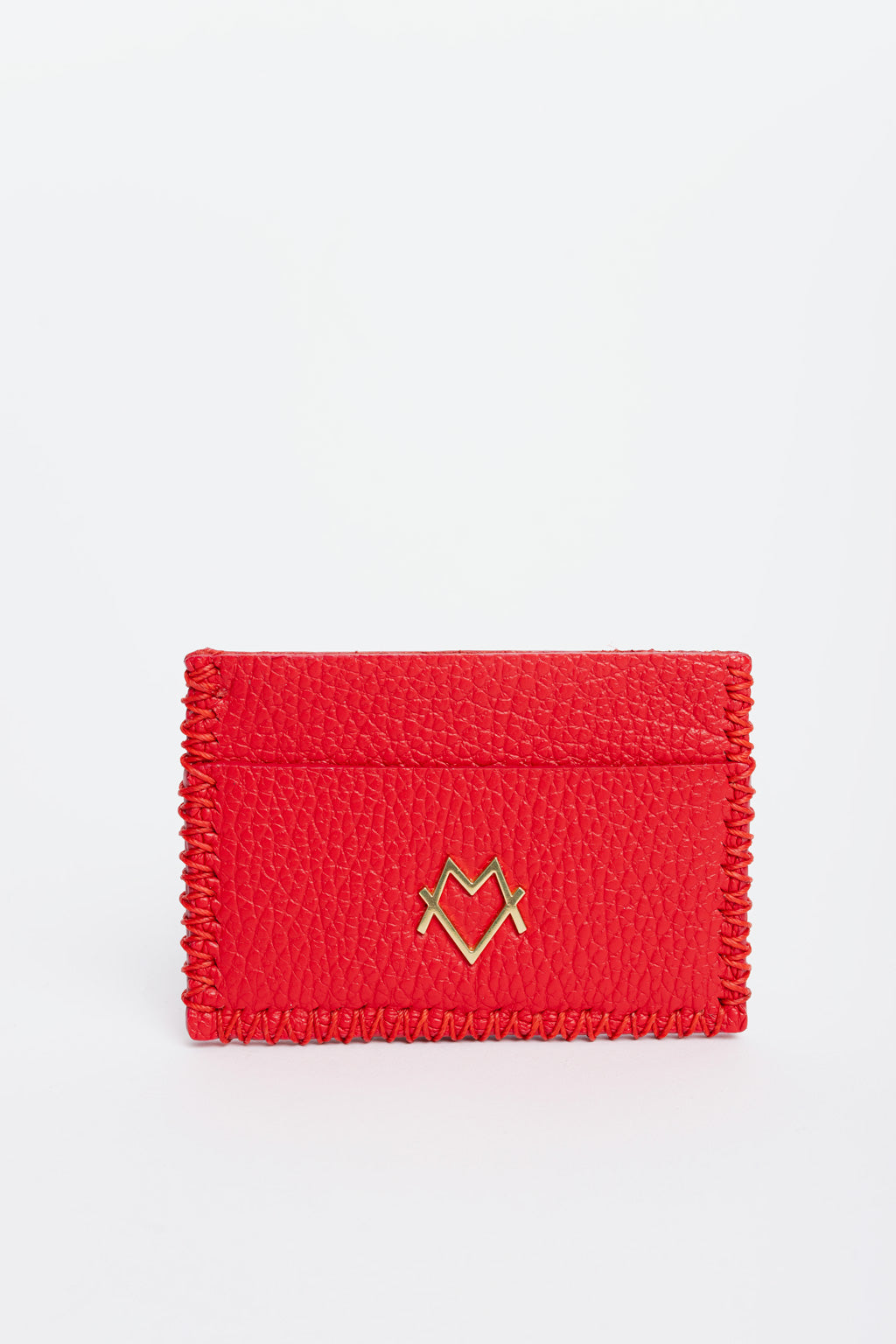 Card Holder in Red with Gold