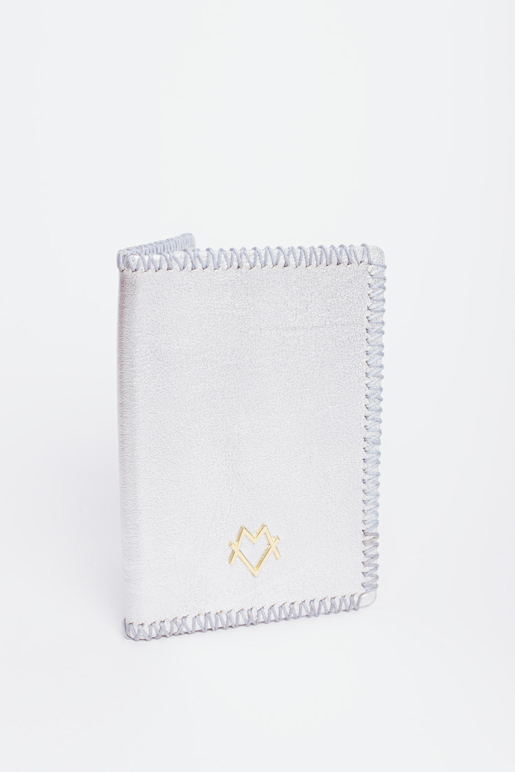 Passport Holder in Silver with gold logo