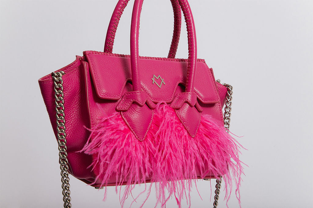 Valentina in Fuchsia with feathers