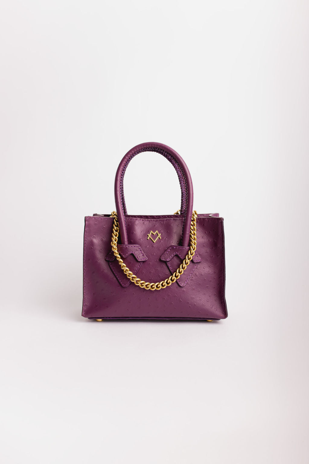 Olivia in Purple Ostrich-Embossed Leather