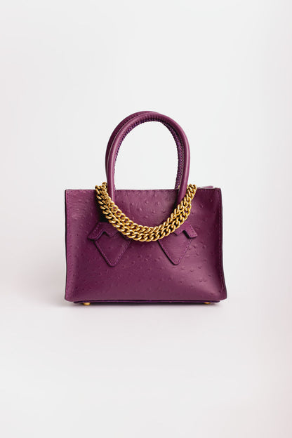 Olivia in Purple Ostrich-Embossed Leather