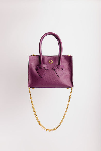 Olivia in Purple Ostrich-Embossed Leather
