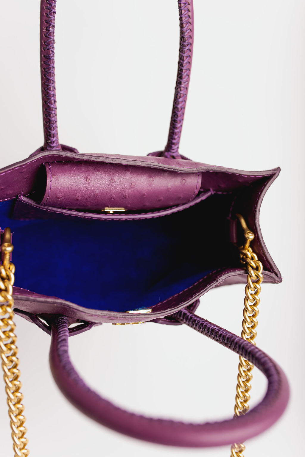 Olivia in Purple Ostrich-Embossed Leather