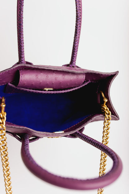 Olivia in Purple Ostrich-Embossed Leather
