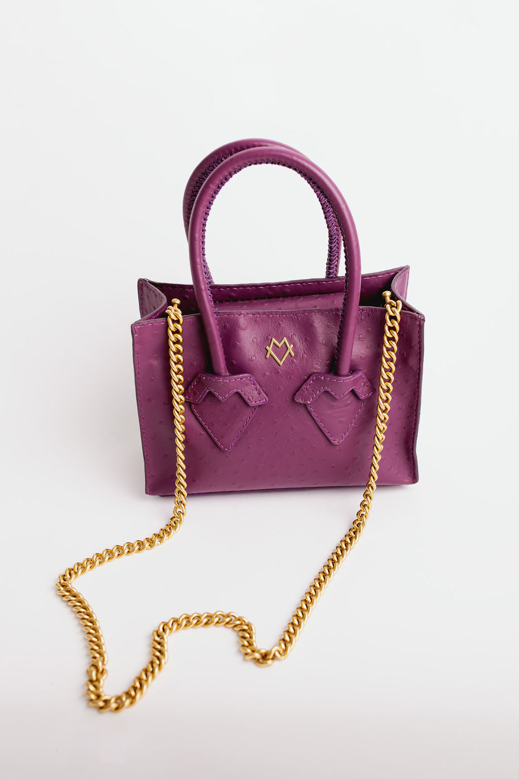 Olivia in Purple Ostrich-Embossed Leather