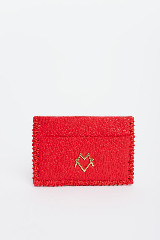 Card Holder in Red with Gold